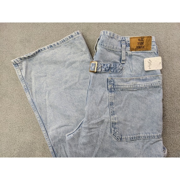 We The Free Free People Major Leagues Jeans Mid Rise Cuffed Crop Light Wash - Picture 1 of 16